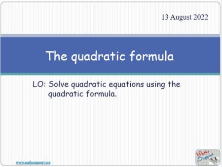 Maths IGCSE E2.10.1  The quadratic formula