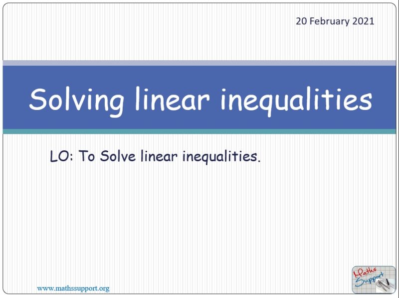 Maths IGCSE E2.2.0 Solving linear inequalities