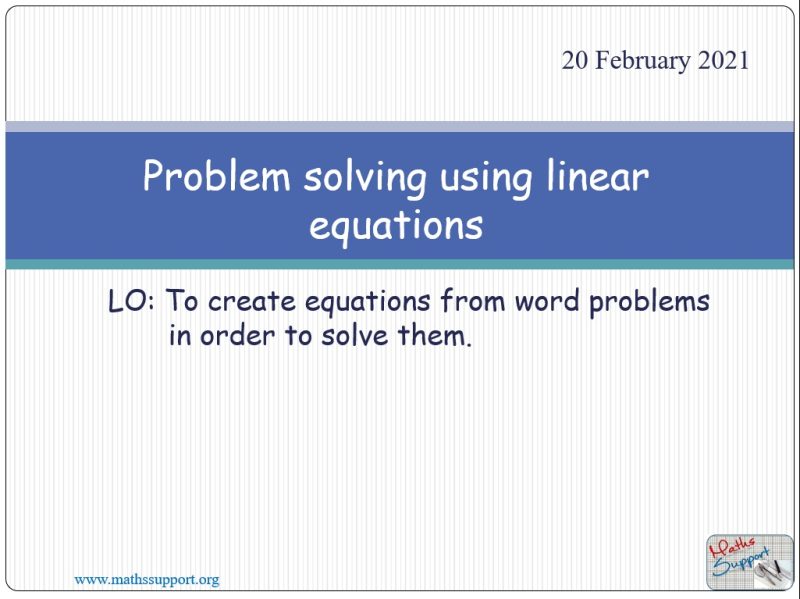 Maths IGCSE E2.03.3 Problem solving using linear equations