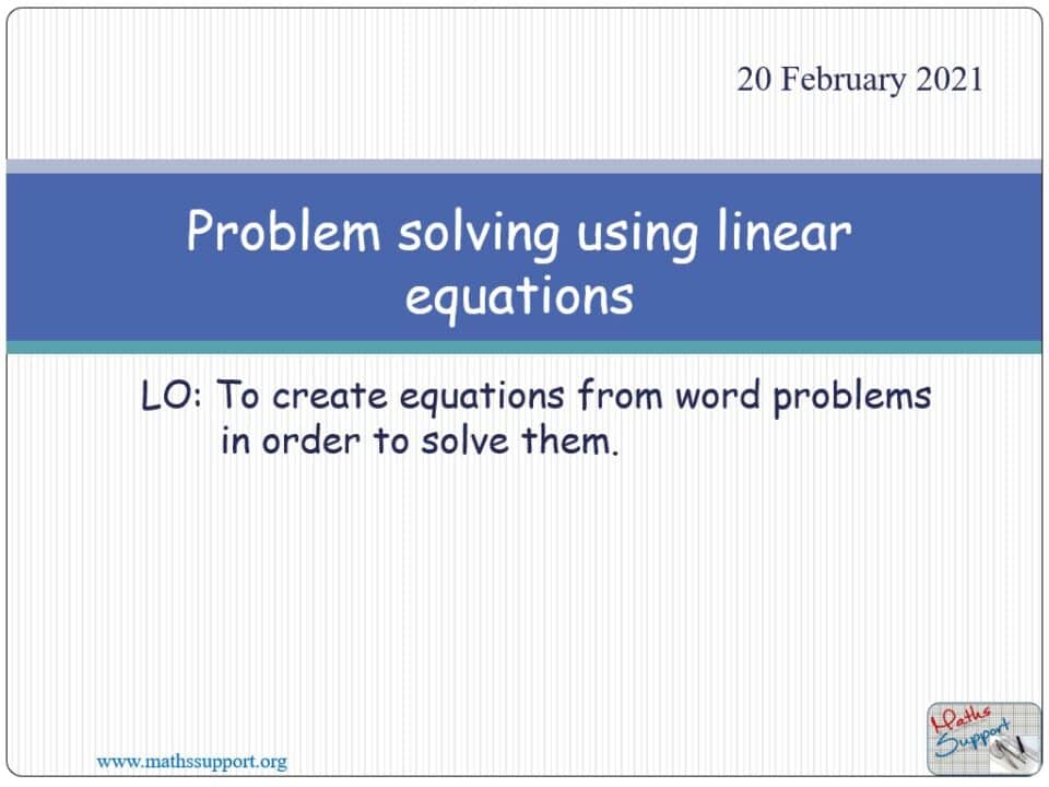 Maths IGCSE E2.03.3 Problem solving using linear equations