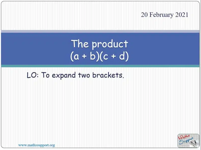 Maths IGCSE E2.71 The product (a + b)(c + d)