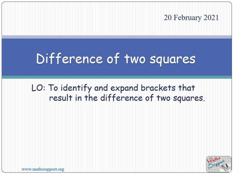 Maths IGCSE E2.72 Expanding the difference of two squares