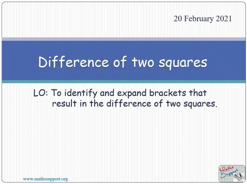 Maths IGCSE E2.72 Expanding the difference of two squares