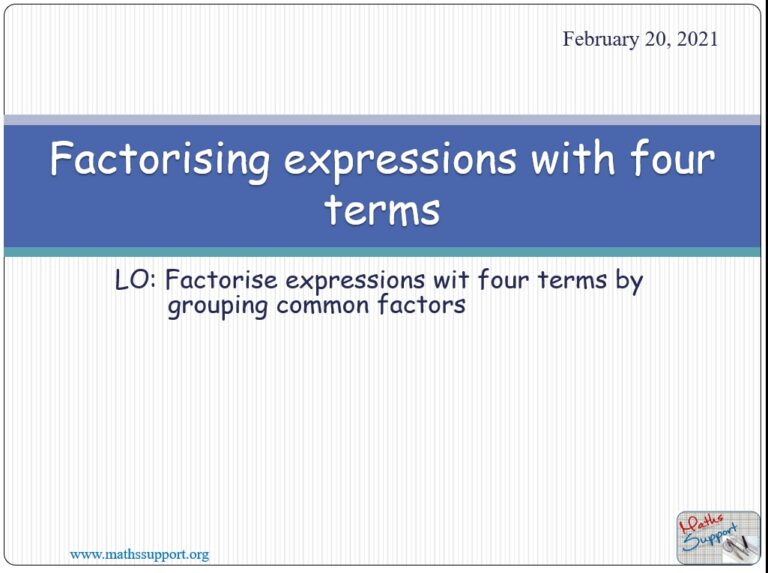 Maths IGCSE E2.82 Factorising expressions with four terms