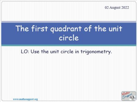 Maths IGCSE E8.30 The first quadrant of the unit circle