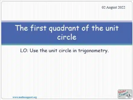 Maths IGCSE E8.30 The first quadrant of the unit circle