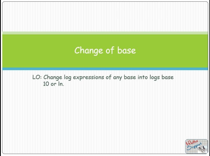 Maths IBAA – 1.73 Change of base of logarithms