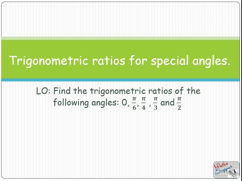Maths IBAA – 3.53 Exact values of trigonometric ratios of special angles