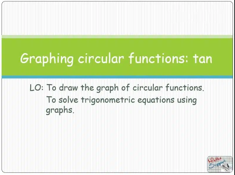 Maths IBAA – 3.71b Graphs of the circular functions: Tangent