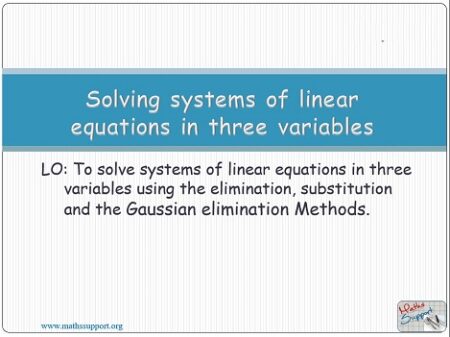 Maths AA-HL 1.16.2 Systems of three linear equations with three unknowns