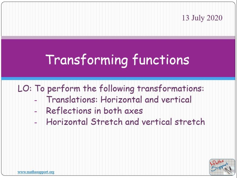 Maths AI-HL 2.08.1 Transformations of functions