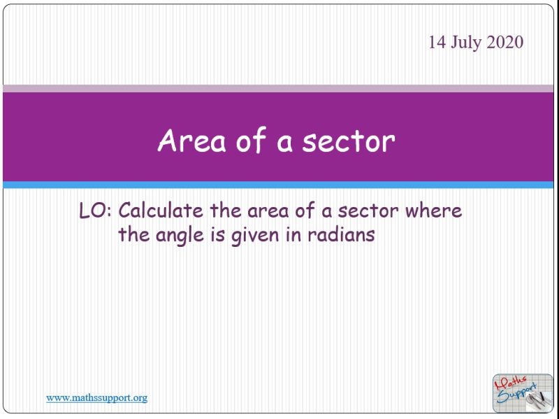Maths AI-HL 3.07.2 Area of a sector using radians