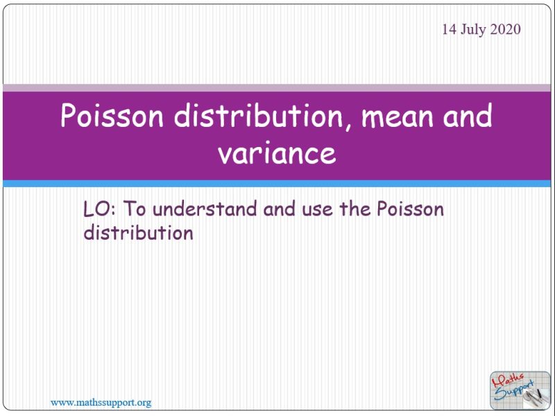 Maths AI-HL 4.17.1 Poisson distribution, its mean and variance