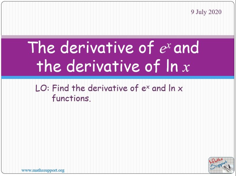 Maths AI-HL 5.09.1.1 The derivative of eˣ, ln x