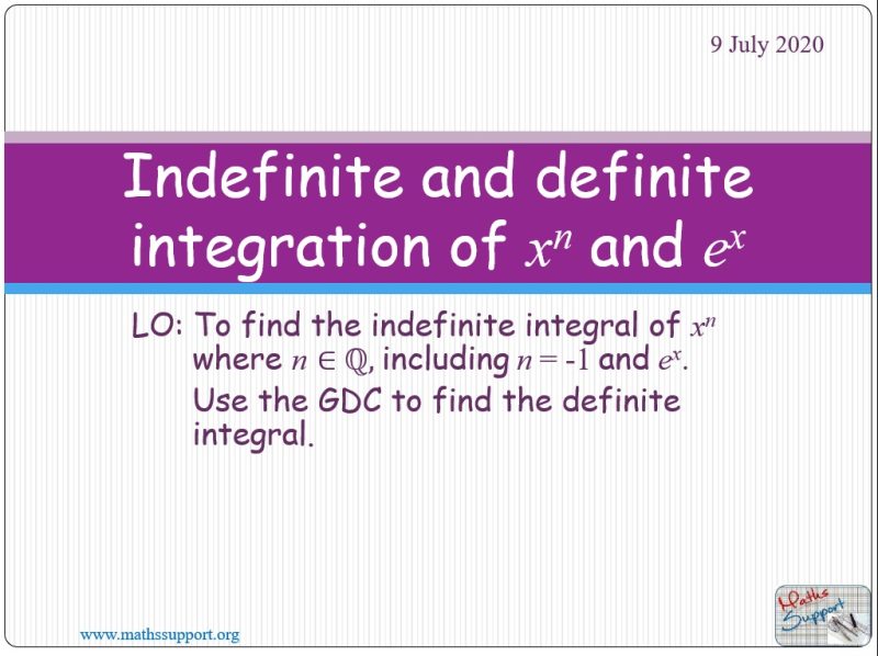 Maths AI-HL 5.11.1.1 Indefinite and definite integration of xⁿ and eˣ