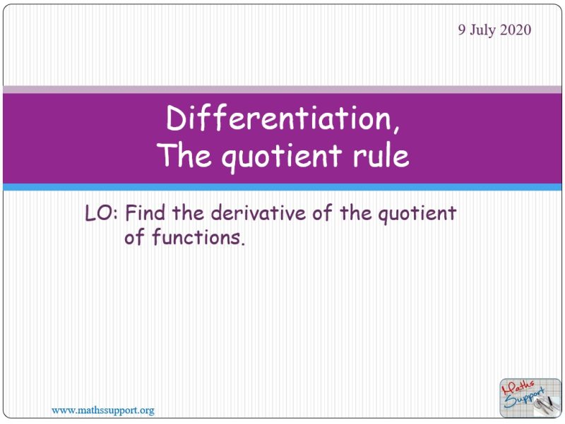 Maths AI-HL 5.09.3 Differentiation: The quotient rule
