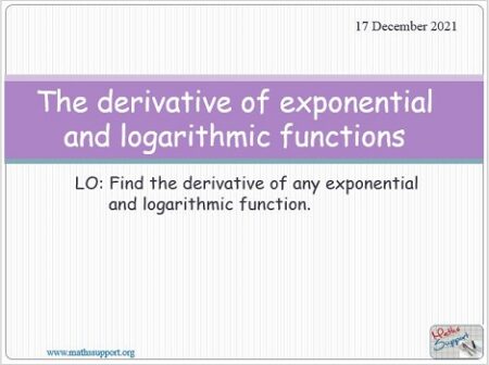 Maths AP 3.07 Derivative of exponential and logarithmic functions