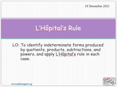 Maths AP 4.02 L’Hôpital’s Rule