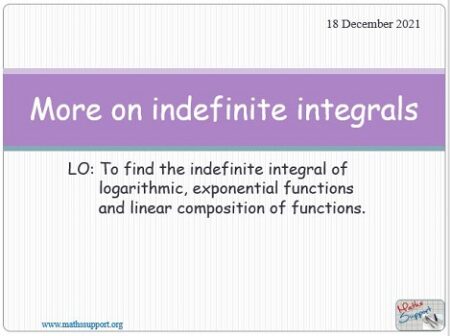 Maths AP 6.02 More indefinite integrals