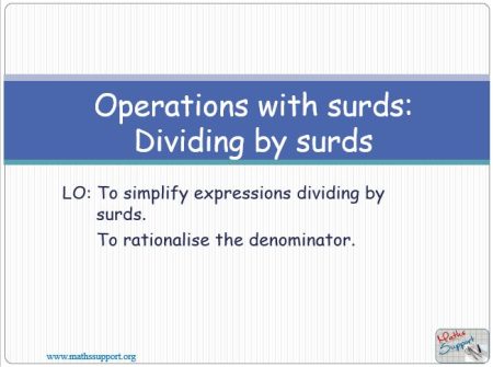 Maths IGCSE E1.10.4 Rationalising the denominator.