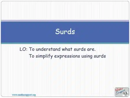 Maths IGCSE E1.10.0  Surds