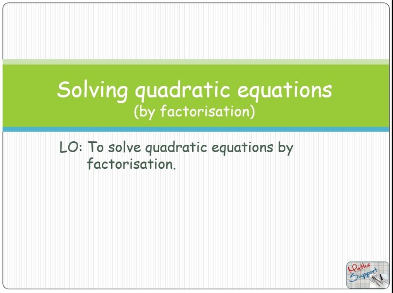Maths IBAA – 2.71a Solving quadratic equations by factorisation