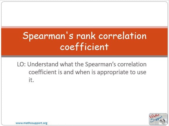 Maths IBAI – 4.101 Spearman's rank correlation coefficient