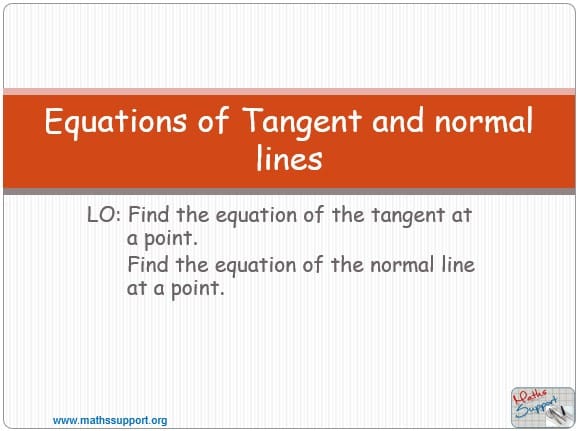 Maths IBAI – 5.41 Tangent and normals at a given point