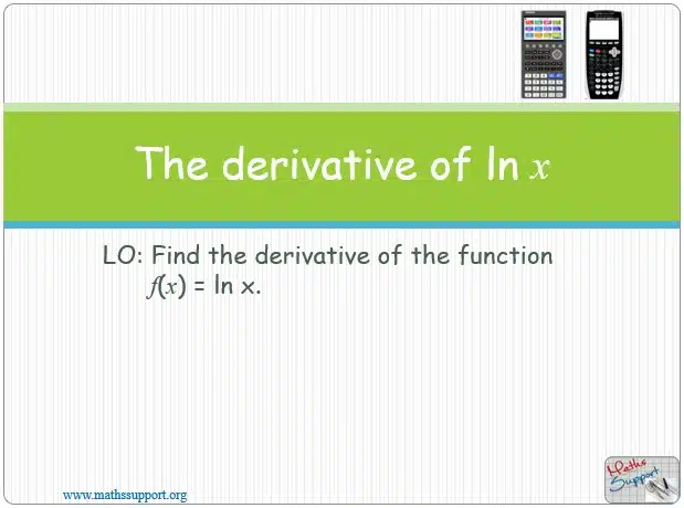Maths IBAA – 5.061.1 The derivative of  ln x