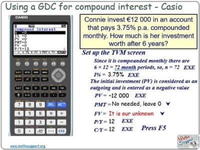 Maths Compound interest Casio