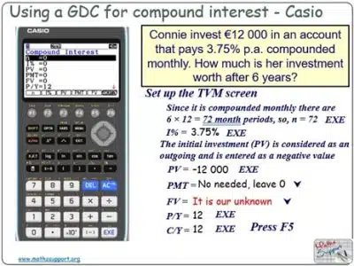 Maths Compound interest Casio