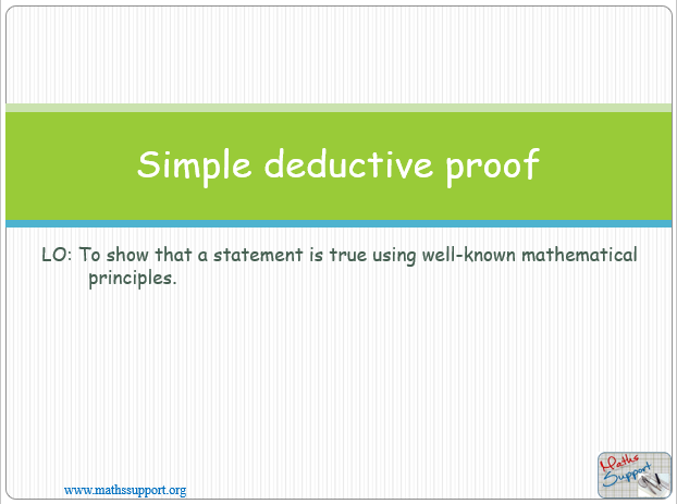 Maths IBAA – 1.61 Simple deductive proof